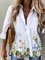 Long Sleeve Shirt Collar Plus Size Printed Tops Blouse
