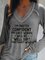 Long Sleeve V Neck Plus Size Printed Tops T-Shirts