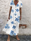 V Neck Holiday Printed Short Sleeve Dresses