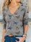 Long Sleeve V Neck Statement Printed Sweatshirt