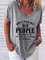 Short Sleeve V Neck Plus Size Printed Tops T-Shirts