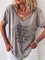 Short Sleeve V Neck Plus Size Printed Tops T-Shirts