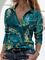 Long Sleeve Printed V neck Casual Shirts & Tops