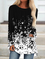 Printed Long Sleeve Crew Neck Holiday Shirts & Tops
