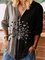 Casual Printed Long Sleeve V Neck Shirts & Tops