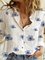 Floral Long Sleeve Shirt Collar Shirts & Tops