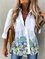 Printed Shirt Collar Holiday Long Sleeve Shirts & Tops
