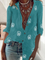 Printed Stand Collar Casual Long Sleeve Shirts & Tops