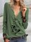 Casual V Neck Butterfly Long Sleeve Shirts & Tops