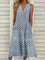 Printed Sleeveless V Neck Holiday Dresses
