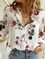 Shirt Collar Long Sleeve Casual Floral-Print Shirts & Tops