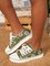 Denim Floral Print Casual Lace-up Flat Sneakers