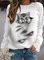 Casual Animal White Sweatshirt