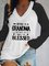 Casual Loosen Letter Printed V neck Shirts & Tops