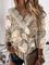 Casual Leaves V Neck Shirts & Tops