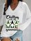 Casual Long Sleeve V Neck Plus Size Printed Tops T-shirts