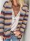 Casual Long Sleeve Striped Sweater coat