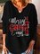Christmas Printed V Neck Plus Size Casual Shirts & Tops
