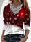 Christmas Printed Cowl Neck Casual T-shirt