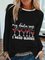 Casual Long Sleeve Round Neck Plus Size Printed Tops T-shirts