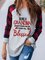 Letters Plaid Printed Long Sleeves Crew Neck Plus Size Casual Tops