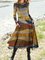 Tribal Color Blocking Casual Midi Dresses