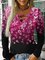 Floral V Neck Long Sleeve Sexy T-shirt