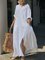 Plus Size Casual Solid Pocket Loosen Long Sleeve Dresses