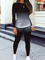 Ombre Crew Neck Long sleeve Casual Two Piece Sets