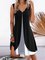 Color Block Casual Loosen Short Sleeve Knit Dress