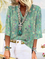 Plus size Floral Casual V Neck Tops
