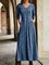 Women V Neck Cotton Floral Long Sleeve Boho Maxi Dresses