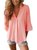 Women Casual Solid  3/4 Sleeve V-neck Tops