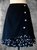 Dark Blue Cotton-Blend A-Line Floral-Print Casual Skirt