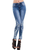 High elastic embroidered slim blue denim women's Jeans