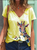 Women Animal Print Casual V Neck Graphic Tees