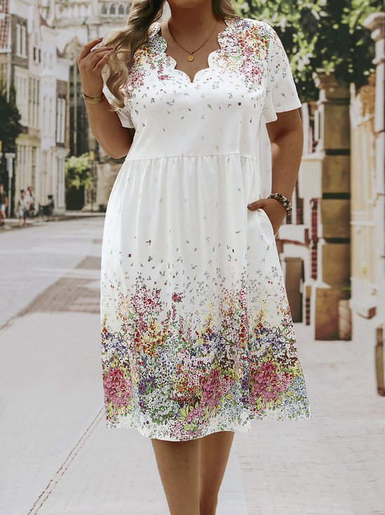 Plus Size Casual Short Sleeve Knit Dress