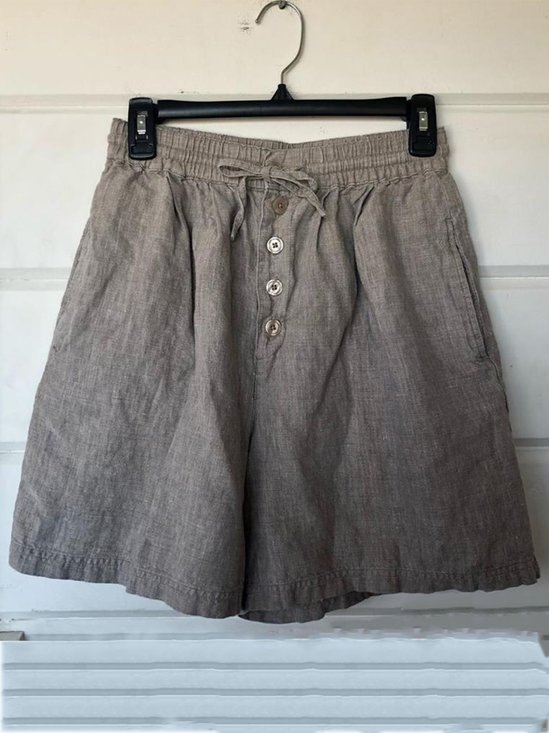 zolucky Plus Size Solid Casual Pockets Shorts