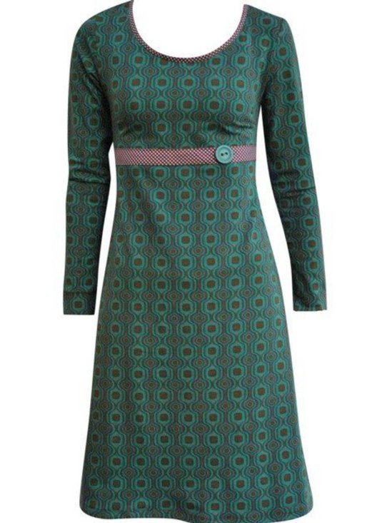 Green Cotton-Blend Casual Knitting Dress