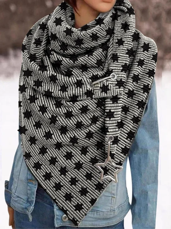 Star printed cotton scarf and shawl