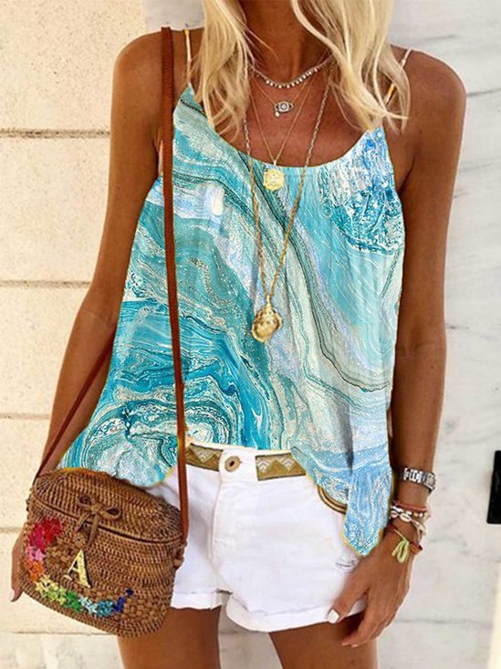 Ombre/tie-Dye Sleeveless Floral-Print Top