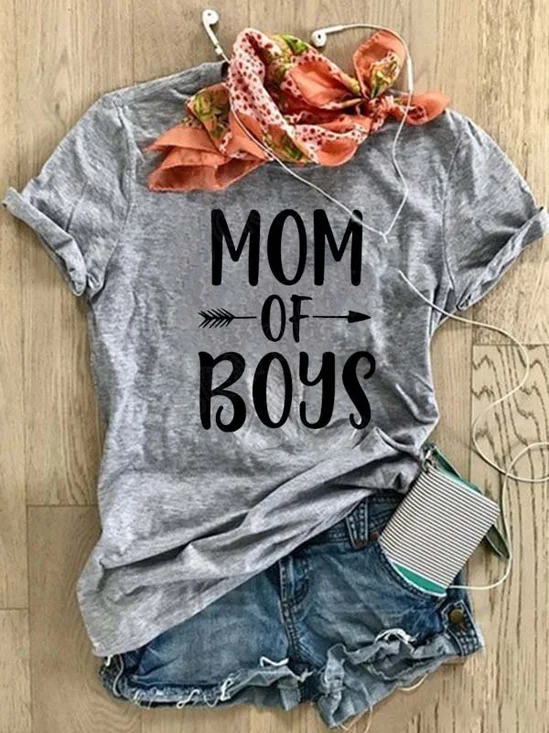  Mother's Day Women‘s Summer Crew Neck Short Sleeve Casual Letter Printed  T-shirt
