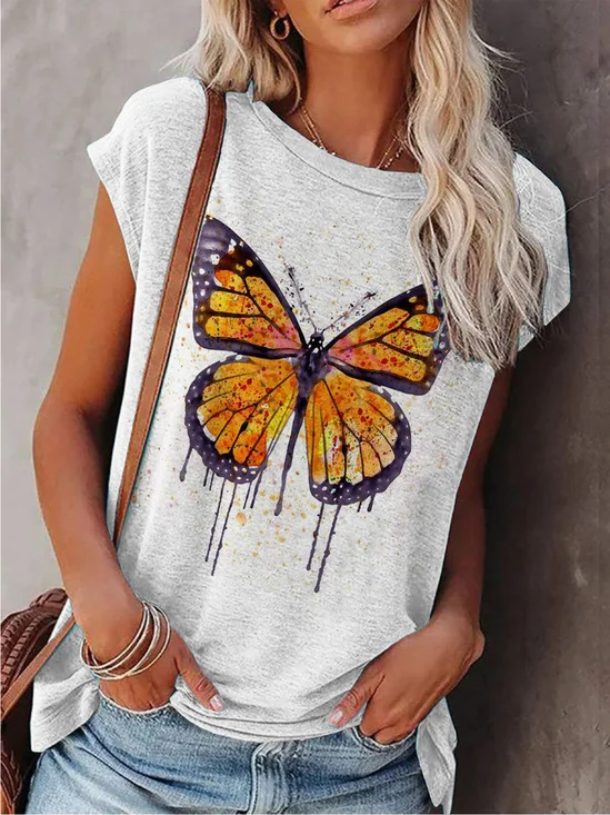Short Sleeve Butterfly Casual T-shirt
