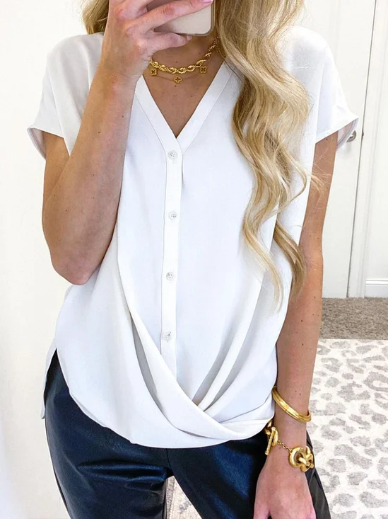 V Neck Simple Top