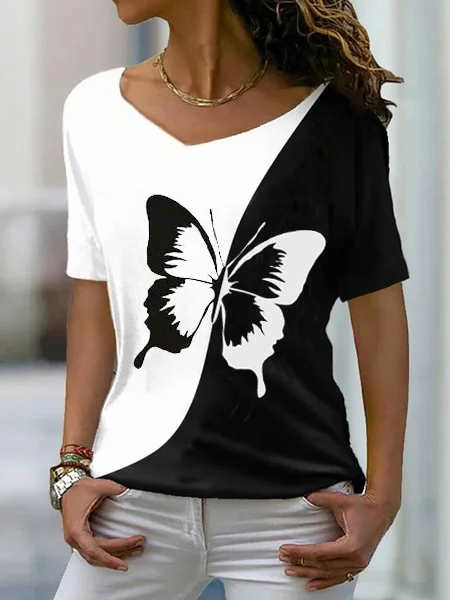 Butterfly Casual Regular Fit Short Sleeve T-Shirt