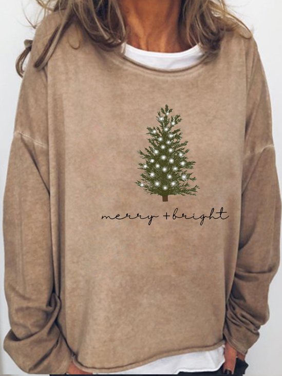 Womens Christmas Merry and Bright Casual Sweatshirt