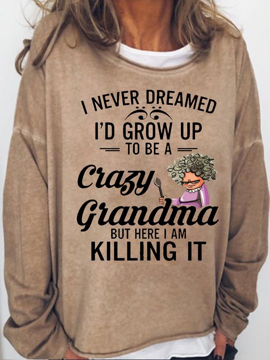 Womens Funny Letter Grandma Casual Sweatshirt