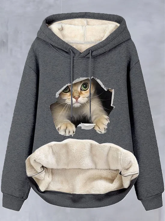 Casual Cat Fluff/Granular Fleece Fabric Loose Sweatshirt