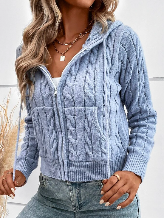 Hoodie Casual Plain Sweater Cardigan