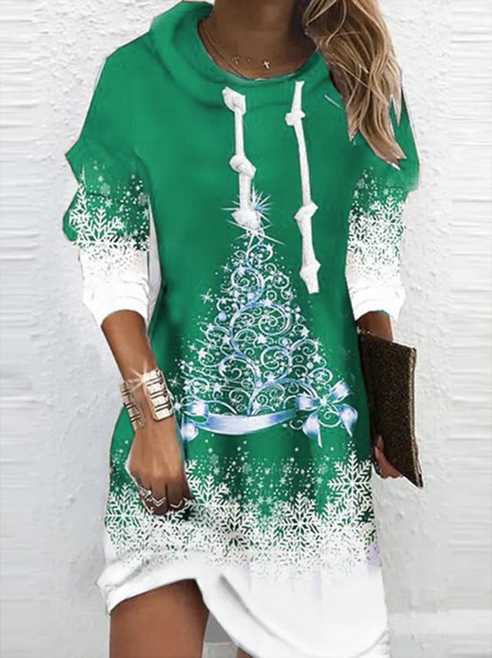 Christmas Casual Loose Long sleeve Tunic Dress Xmas Dress